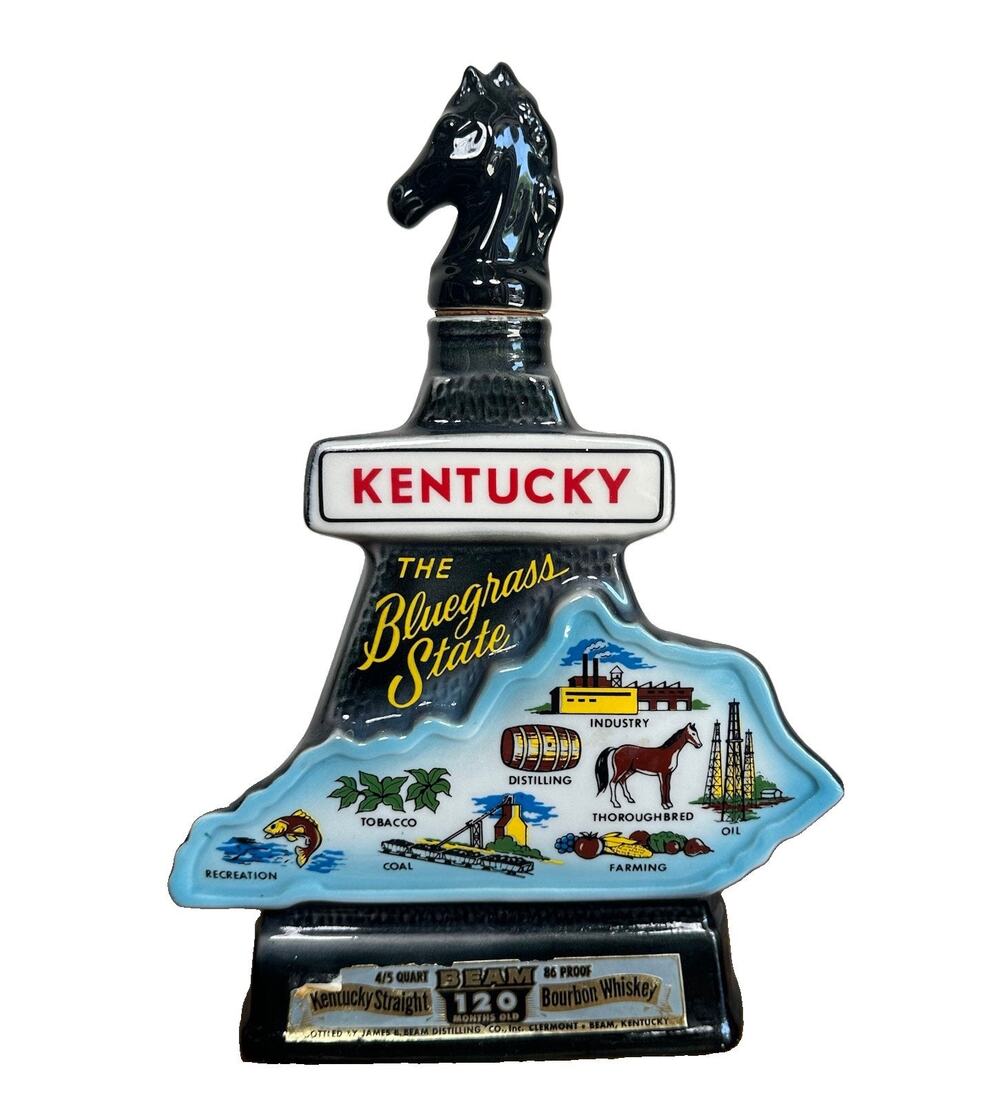 Jim Beam 1967 Kentucky Straight Bourbon Whiskey Bottle Kentucky State Empty
